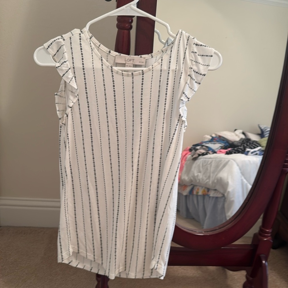White and black top from Loft